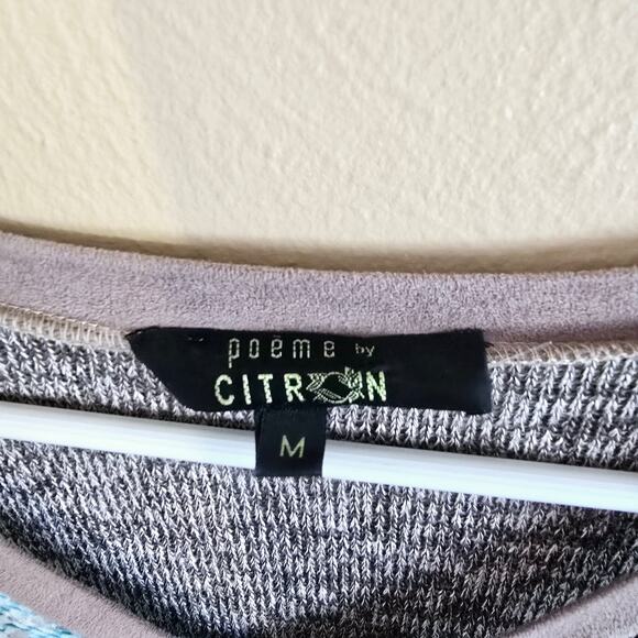 Citron Poeme snake skin with faux suede asymmetrical hem shirt - Picture 4 of 5